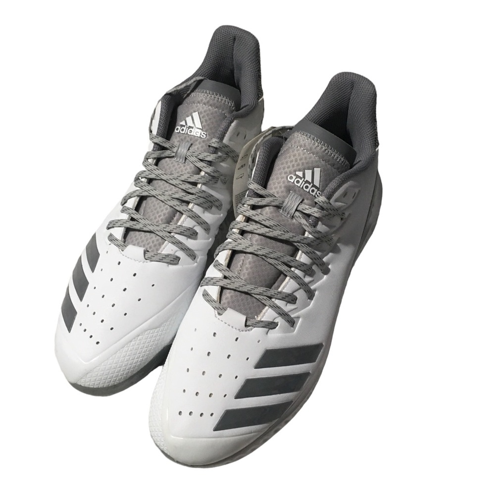 White & Gray Adidas Baseball ⚾️ Icon Bounce Metal Cleats Size 13.5